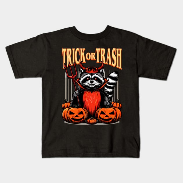 Trick or Trash Racoon Kids T-Shirt by DigitalNerd